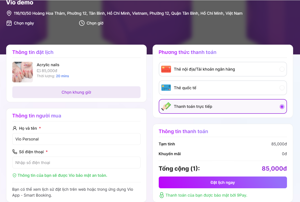Đặt lịch dịch vụ